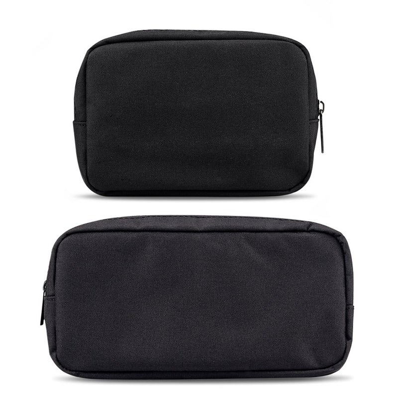 ERCRYSTO Universal Electronics/Accessories Soft Carrying Case Bag, Durable & Light-weight,Suitable for Out-going, Business, Travel and Cosmetics Kit (Small+Big-Black) - Image 1